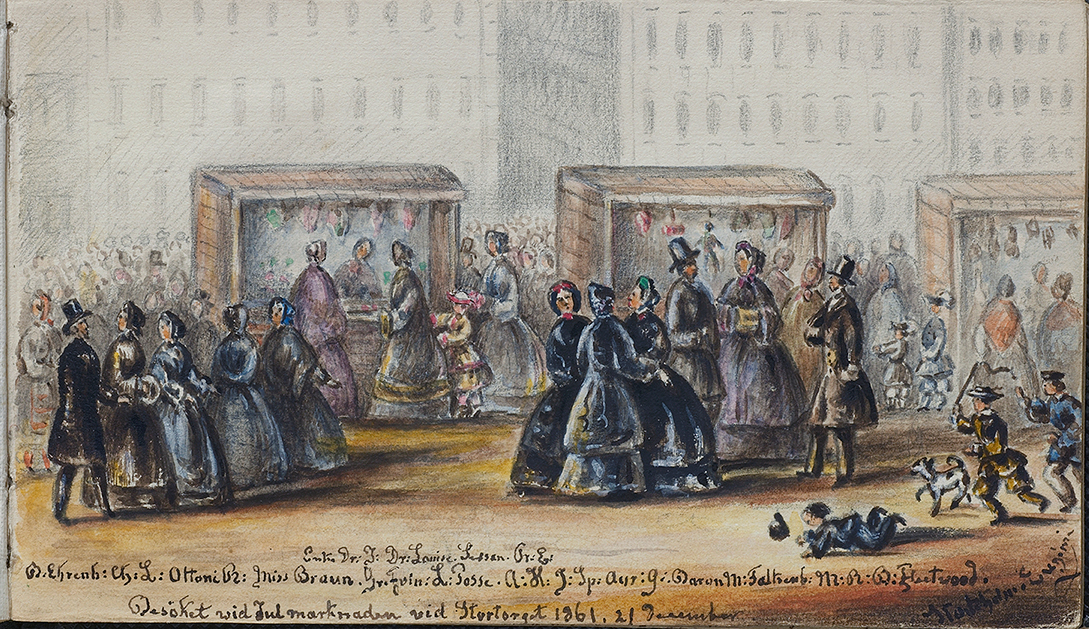Julmarknad på Stortorget år 1861